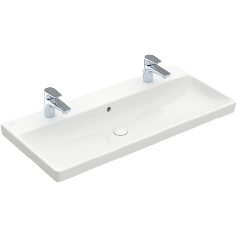 Villeroy & Boch Avento meubelwastafel - 100x47cm - 2 kraangaten - met overloop CeramicPlus - White Alpine (glans wit) SW59851