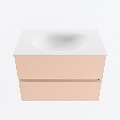 MONDIAZ VICA Ensemble meuble de salle de bains - 70cm - sous- meuble rosee - 2 tiroirs - vasque moon au centre - sans trous de robinet - version haute 60cm - talc SW1081153