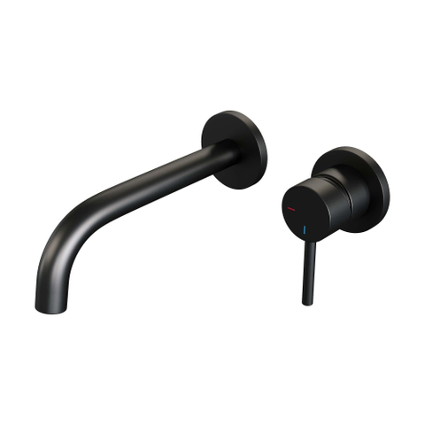 BRAUER Black Edition Wastafelmengkraan inbouw - gebogen uitloop links - hendel lang smal - inclusief inbouwdeel - model A 1 - mat zwart SW238156