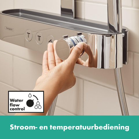 Hansgrohe Pulsify s Howerpipe - 26cm - 2jet - planchet - 40cm - hoogglans chroom SW651114