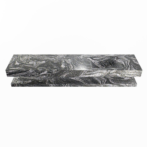 Mondiaz ALAN-DLUX Ensemble de meuble - 200cm - meuble Lava mat - 0 tiroirs - Lavabo Cloud Lava suspendu - vasque Droite - 0 trous de robinet SW808980