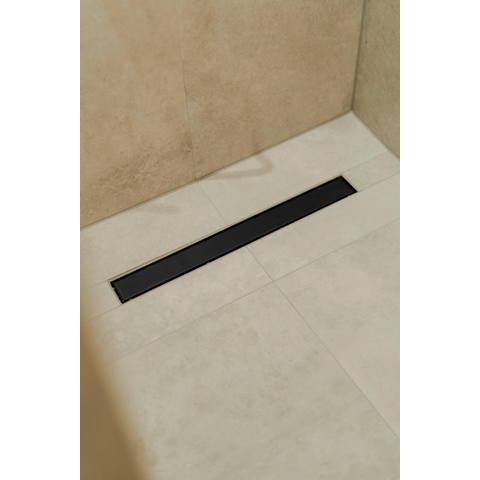 Fortifura Galeria douchegoot - 80cm - gesloten rooster - vloerflens - mat zwart (rvs) SW1075465