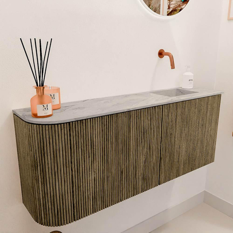 Mondiaz JOYA-DLUX 101.6cm toiletmeubel - ronding links kleur Dusk - Wastafel FAYE positie Rechts Zonder kraangat kleur Glace. SW1423174