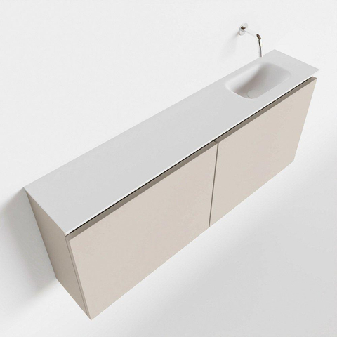 MONDIAZ TURE Toiletmeubel 120x23x50cm met 0 kraangaten 2 deuren linen mat Wastafel Eden rechts Solid Surface Wit SW475090
