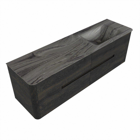 Mondiaz CIRO-DLUX Badkamermeubelset - 160x45x50cm - Solid surface wastafel Sombra - 1 wasbak Rechts - zonder kraangaten - 4 lades - Shadow SW1532780