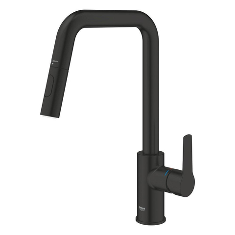 Grohe Start QuickFix Keukenkraan - met uittrekbare handdouche - met dual spray - voorsprong 22.1cm - matte black (mat zwart) SW1028176