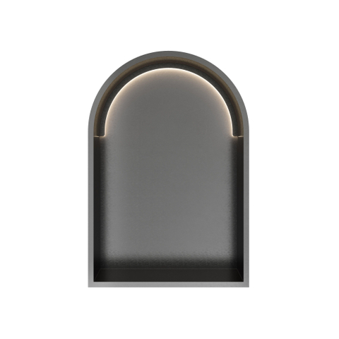 Hotbath &MORE Inbouwbox of inbouwnis Toogmodel - 30x45x10 - met LED - IP44 - PVD - geborsteld gunmetal (antraciet) SW1246516