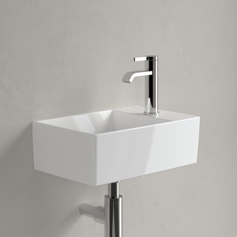 Villeroy & Boch Memento 2.0 lave-mains dessous rectifié 40x26cm - sans trop-plein 1 trou de robinet ceramic+ blanc SW358471