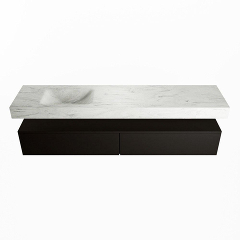 Mondiaz ALAN-DLUX Ensemble de meuble - 200cm - meuble Urban mat - 2 tiroirs - Lavabo Cloud Opalo suspendu - vasque Gauche - 0 trous de robinet SW806226