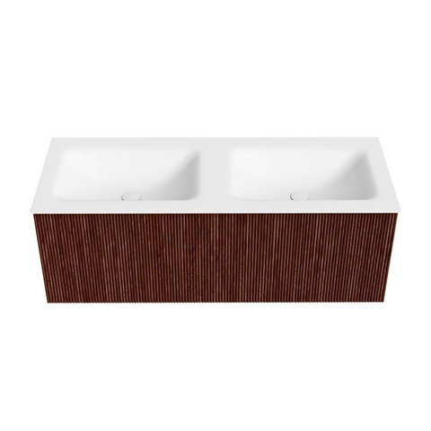 Mondiaz KURVE Ensemble meuble de salle de bains - 120x46x40cm - 1 tiroir - lavabo solid surface - double - 2 trous de robinet - Ruby SW1415309
