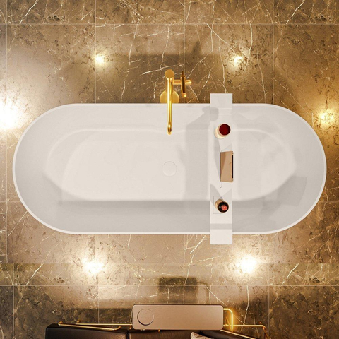 MONDIAZ NOBLE baignoire îlot- 180x75cm - Solid surface - lin mat (beige) SW491505
