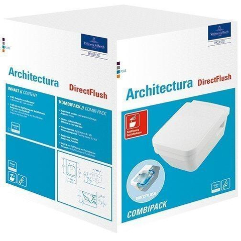 Villeroy & Boch Architectura Omnia Architectura combipack - met wandcloset - diepspoel hoekig DirectFlush - met zitting - met softclose en quick release CeramicPlus - White Alpine (glans wit) 1025181