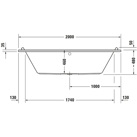 Duravit Starck Slimline Starckkunststof duobad acryl rechthoekig - 200x100x46cm - zonder poten - voor inbouw of ommanteling - glans wit 0297580