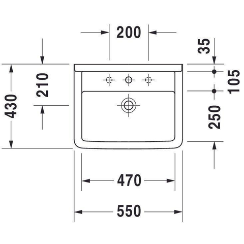 Duravit Starck 3 Philippe Starck - 3 wastafel - 55x43cm - wit 0312509