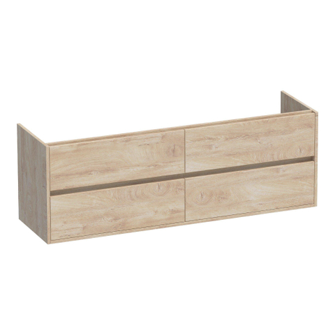 BRAUER Adore Meuble sous-lavabo - 160x46x55cm - 4 tiroirs softclose - sans poignées - 2 découpes pour siphon - Forest Wheat SW1198341