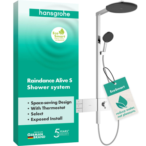 Hansgrohe Raindance alive S - showerpipe - 300 - 2jet - ecosmart - thermostaat - hoogglans chroom SW1388022