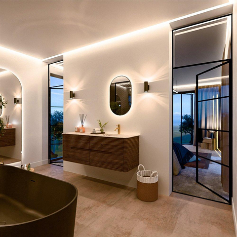 Mondiaz CIRO-DLUX Ensemble de meubles de salle de bains - 140x45x50cm - Plan vasque en solid surface Frappe - 1 lavabo à droite - 1 trou de robinet - 4 tiroirs - Dusk SW1532827