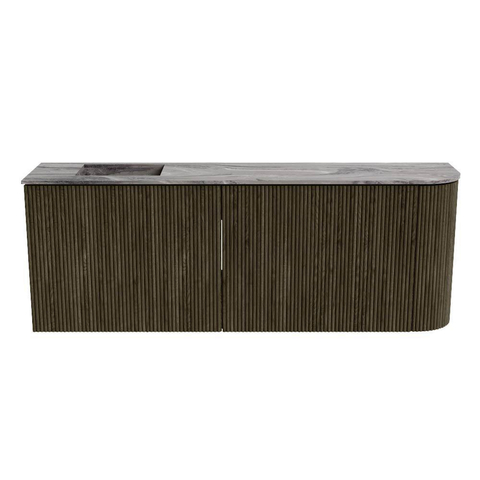 Mondiaz JOYA-DLUX 111.6cm meuble de salle de bains WC - arrondi droit couleur Shadow - Vasque FAYE position Gauche 1 trou de robinet couleur Sombra. SW1425246