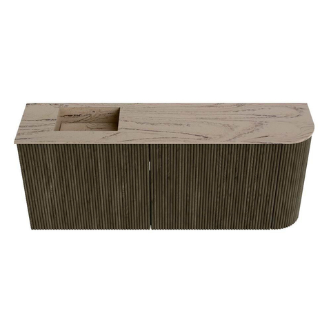 Mondiaz JOYA-DLUX Meuble de salle de bains 101,6cm - arrondi droite couleur Shadow - Vasque FAYE position Gauche Sans trou de robinet couleur Arena SW1424839