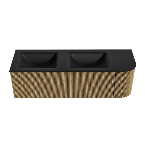 Mondiaz KURVE Ensemble de meuble de salle de bains - 145x46x40cm - 1 tiroir - 1 porte - vasque solid surface - double / gauche - sans trou de robinet - Dusk SW1414824