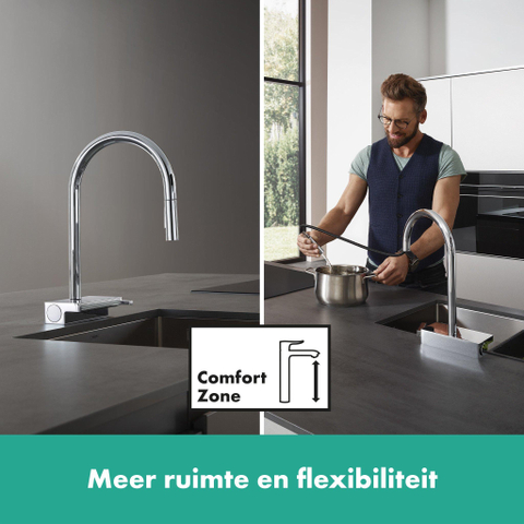 Hansgrohe Aquno Select M81 - 1 greeps keukenkraan - 170 uittrekbare vuistdouche - 3jet - sbox - hoogglans chroom SW878838