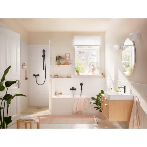Hansgrohe Rebris s Eengreeps wastafelmengkraan - 110 - coolstart - ecosmart+ - met PopUp - trekwaste - mat zwart SW796560