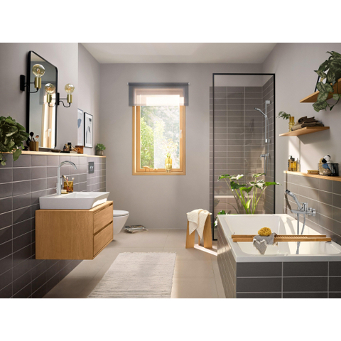 Hansgrohe Rebris e 1-gats wastafelkraan - 210 met draaibare uitloop - met waste - hoogglans chroom SW796350