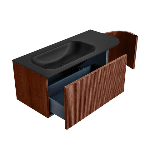 Mondiaz KURVE Ensemble de meuble de salle de bains - 105x46x40cm - 1 tiroir - 1 porte - vasque solid surface - gauche - sans trou de robinet - Ruby SW1415411
