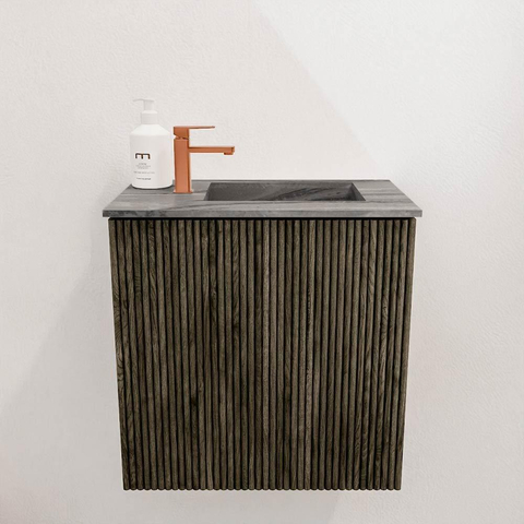 Mondiaz JOYA-DLUX 40cm toiletmeubel - kleur Shadow - Wastafel FAYE positie Rechts 1 kraangat kleur Sombra. SW1425165