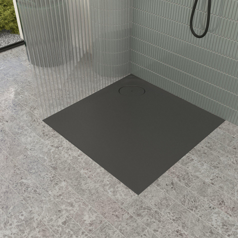 Villeroy & Boch Ecora douchebak - 80x80x3.5cm - hoekafvoer - anthracite (antraciet) SW1558888