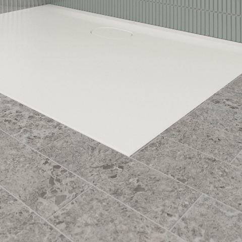 Villeroy & Boch Ecora douchebak - 120x80x3.5cm - afvoer lange zijde - stone white (wit) SW1558992