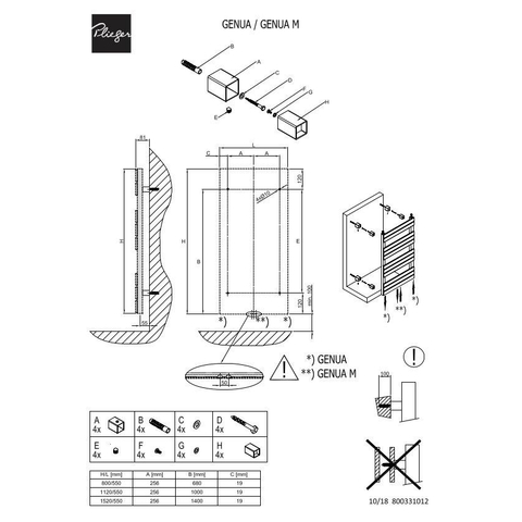 Plieger Genua designradiator horizontaal 1520x550mm 800W zwart grafiet (black graphite) OUTLETSTORE STORE45126
