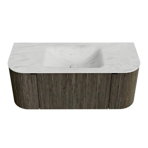 Mondiaz KURVE-DLUX Badkamermeubelset - 110x46x40cm - 1 lade - 2 deuren - wastafel solid surface - midden - zonder kraangat - Shadow SW1414419