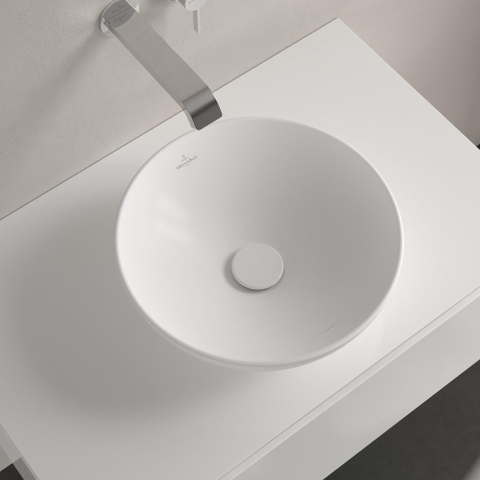 Villeroy & Boch Loop & friends vasque à poser - 38cm - ronde sans trop-plein CeramicPlus stone white SW644126