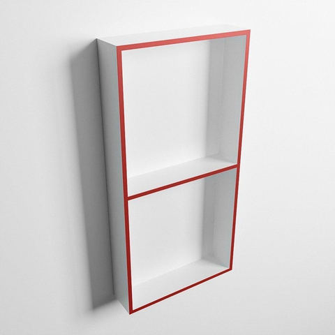 Mondiaz Easy nis 29.5x59.5x8cm voor Inbouw/opbouw 2 open vakken Solid surface Talc/Fire SW643752