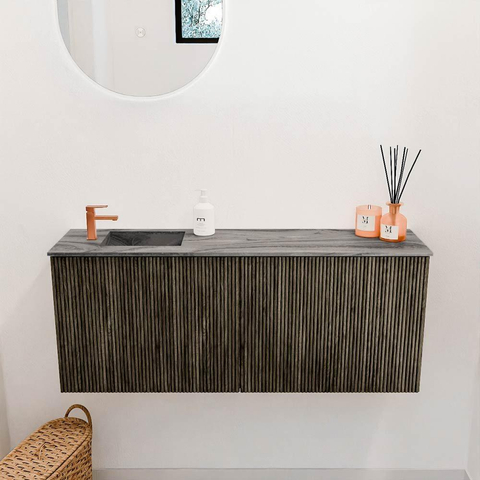 Mondiaz JOYA-DLUX 100cm toiletmeubel - kleur Shadow - Wastafel FAYE positie Links 1 kraangat kleur Sombra. SW1425210