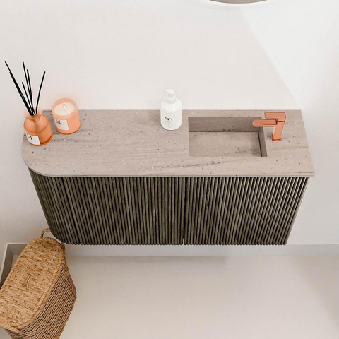 Mondiaz JOYA-DLUX 81.6cm toiletmeubel - ronding links kleur Shadow - Wastafel FAYE positie Rechts 1 kraangat kleur Saba. SW1425146