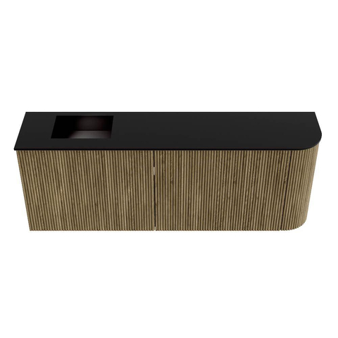 Mondiaz JOYA 111.6cm meuble de salle de bains - arrondi droit couleur Dusk - Vasque FAYE position Gauche Sans trou de robinet couleur Urban SW1421741