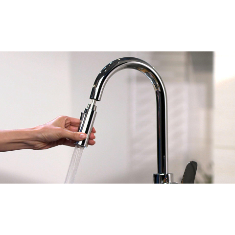 Hansgrohe Focus m41 Eengreeps keukenmengkraan - 240 met uittrekbare vuistdouche - 2 straalsoorten - hoogglans chroom GA69755