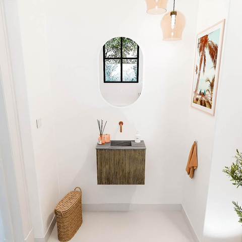 Mondiaz JOYA-DLUX 50cm toiletmeubel - kleur Dusk - Wastafel FAYE positie Midden Zonder kraangat kleur Sombra. SW1426120