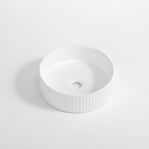 FugaFlow Efficiente Arredo Waskom - 36x36x12.5 - geribbeld - rond - keramiek - wit glans SW1472857