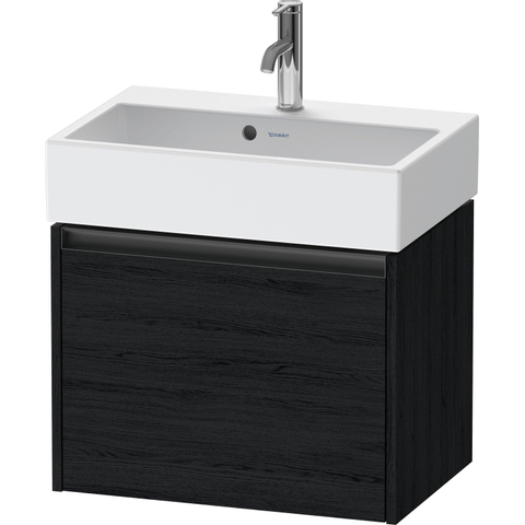 Duravit Ketho.2 Wastafelonderbouwkast - met 1 lade - 58.4x39x44cm - met greep antraciet - eiken zwart mat SW772857