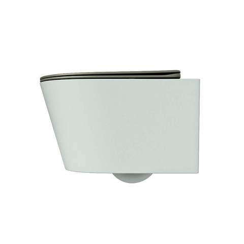 Mondiaz LAVIE hangtoilet – spoelrandloos – 36 x 53 cm – met softclose zitting – Greey (lichtgroen/grijs), zitting Army (groen) SW1208572
