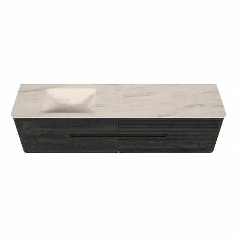 Mondiaz CIRO-DLUX Ensemble de meubles de salle de bains - 190x45x50cm - Plan vasque solid surface Meli - 1 lavabo à gauche - 1 trou de robinet - 4 tiroirs - Shadow SW1532547