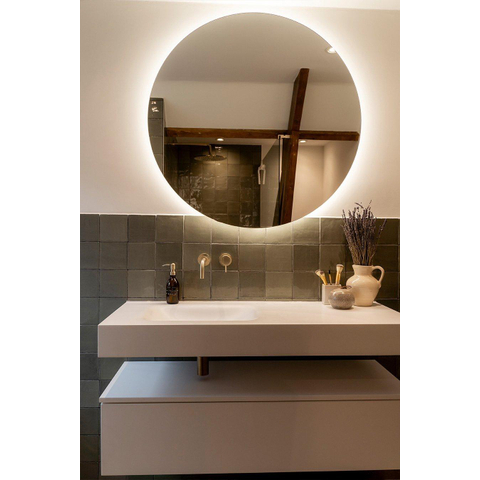 Saniclass Circle spiegel – rond Ø100 cm – indirecte LED rondom – spiegelverwarming, dimbaar SW161922