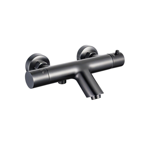Fortifura Calvi Badkraan - met glijstangset - ronde handdouche - metalen doucheslang - PVD - geborsteld gunmetal (antraciet) SW997399