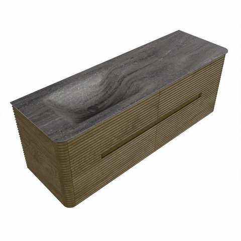 Mondiaz CIRO-DLUX Ensemble meuble de salle de bains - 140x45x50cm - Vasque solid surface Oza - 1 cuve à gauche - 1 trou de robinet - 4 tiroirs - Dusk SW1533300