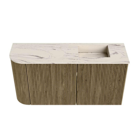 Mondiaz JOYA-DLUX Meuble de toilette 81,6cm - arrondi gauche couleur Dusk - Vasque FAYE position droite Sans trou de robinet couleur Nata SW1425933