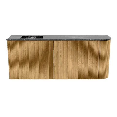 Mondiaz JOYA-DLUX 101.6cm meuble de salle de bains - arrondi droit couleur Oak - Vasque FAYE position Gauche Sans trou de robinet couleur Lava. SW1422114