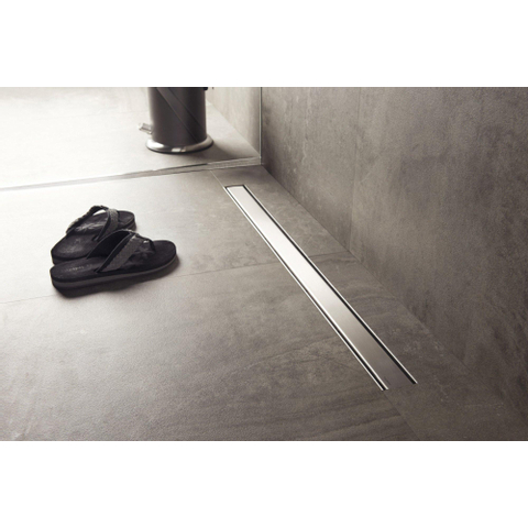 Easy Drain Compact 50 zero douchegoot enkele plaat met zijuitloop 6x120cm RVS 2302603